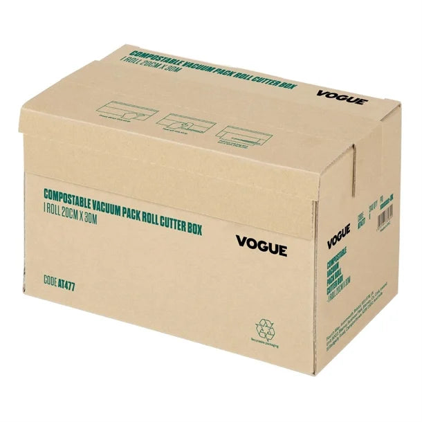 AT477 Vogue Compostable Vacuum Pack Roll Cutter Box 20cm x 30m