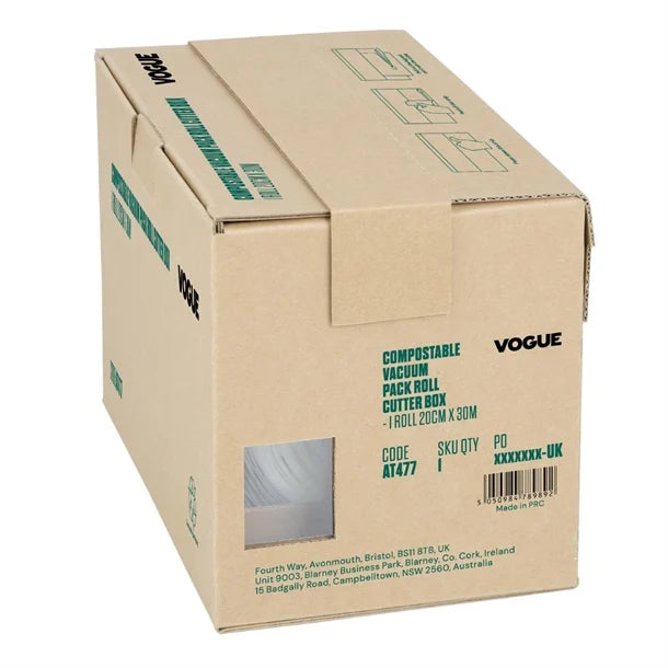 AT477 Vogue Compostable Vacuum Pack Roll Cutter Box 20cm x 30m