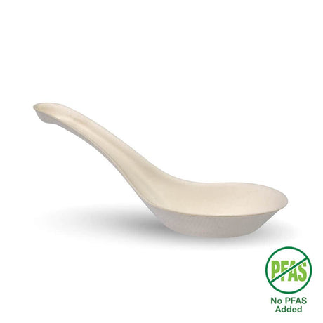 BioCane Chinese Soup Spoon - No-Added PFAS - 14cm - 1,000/ctn - white - BioPak commercial catering consumable