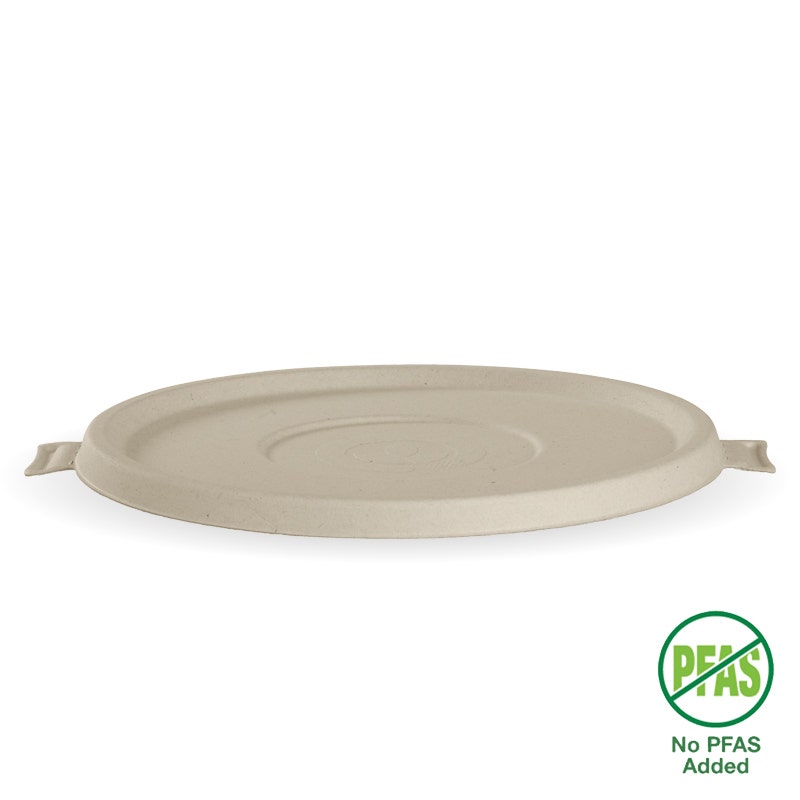 BioCane Bowl Lid - Natural - No-Added PFAS - 800-1,420ml / 24-48oz - 400/ctn - - BioPak commercial catering consumable