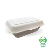 BioCane Clamshell - Natural - 7.5" x 5" x 1.9" - 300/ctn - white - BioPak commercial catering consumable