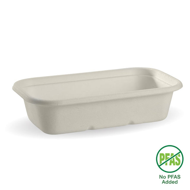 Rectangle BioCane Takeaway Base - White - No-Added PFAS - 1,000ml - 500/ctn - - BioPak commercial catering consumable