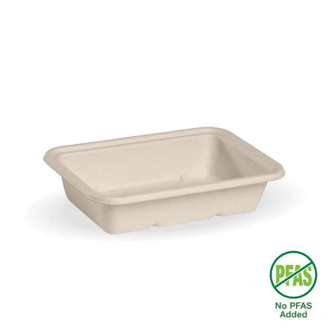 Rectangle BioCane Takeaway Base - Natural - No-Added PFAS - 500ml - 500/ctn - - BioPak commercial catering consumable