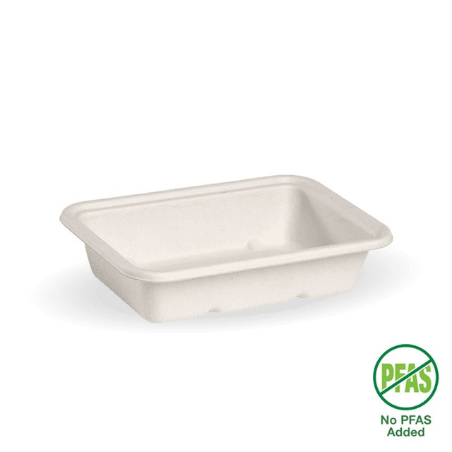 Rectangle BioCane Takeaway Base - White - No-Added PFAS - 500ml - 500/ctn - - BioPak commercial catering consumable