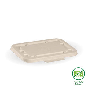 Rectangle BioCane Takeaway Lid - Natural - No-Added PFAS - 500&600ml - 500/carton - natural - BioPak commercial catering consumable