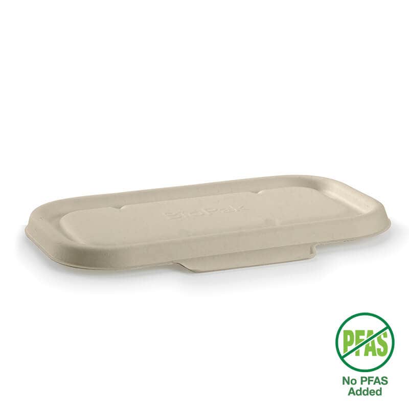 Rectangle BioCane Takeaway Lid - Natural - No-Added PFAS - 750&1,000ml - 500/ctn - natural - BioPak commercial catering consumable