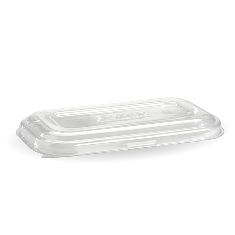 Rectangle PET Takeaway Lid - 750&1,000ml - 500/ctn - clear - BioPak commercial catering consumable