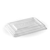 Rectangle RPET Takeaway Lid - 500&600ml - 500/ctn - clear - BioPak commercial catering consumable