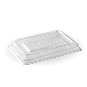 Rectangle RPET Takeaway Lid - 500&600ml - 500/ctn - clear - BioPak commercial catering consumable