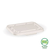 Rectangle BioCane Takeaway Lid - White - No-Added PFAS - 500&600ml - 500/carton - - BioPak commercial catering consumable