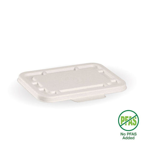 Rectangle BioCane Takeaway Lid - White - No-Added PFAS - 500&600ml - 500/carton - - BioPak commercial catering consumable