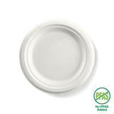 Round BioCane Plate - White - No-Added PFAS - 18cm / 7" - 1000/ctn - white - BioPak commercial catering consumable