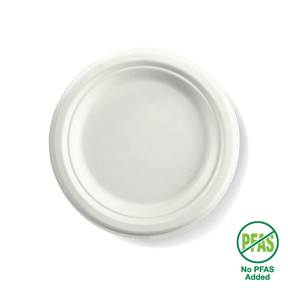 Round BioCane Plate - White - No-Added PFAS - 18cm / 7" - 1000/ctn - white - BioPak commercial catering consumable