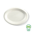 Oval BioCane Plate - White - 26x19cm / 10.25x7.75" - 500/ctn - white - BioPak commercial catering consumable