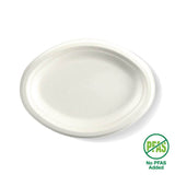 Oval BioCane Plate - White - 26x19cm / 10.25x7.75" - 500/ctn - white - BioPak commercial catering consumable