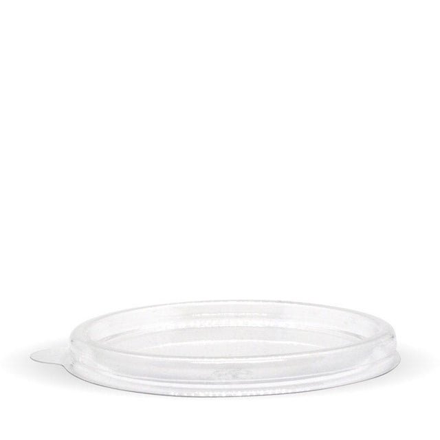 PET Sauce Cup Lid - Clear - 60ml - 1000/ctn - clear - BioPak commercial catering consumable