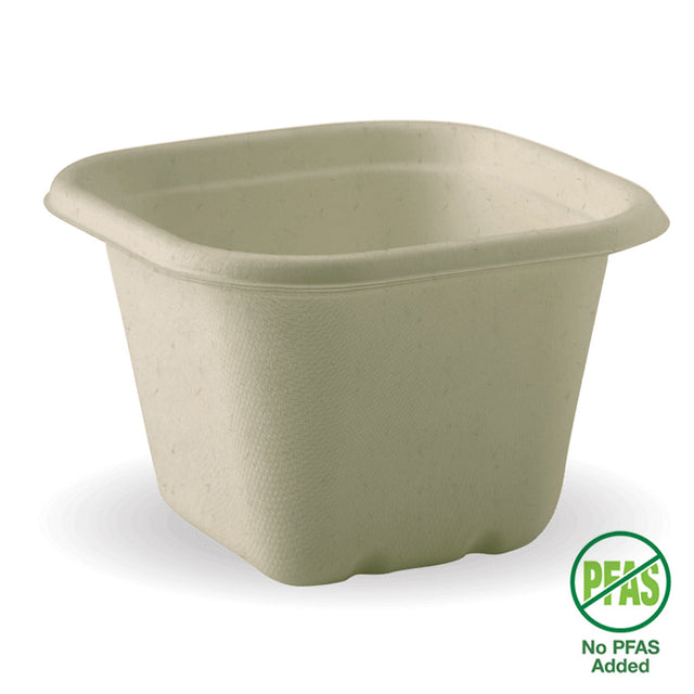 Square BioCane Takeaway Base - Natural - No-Added PFAS - 630ml - 600/ctn - - BioPak commercial catering consumable