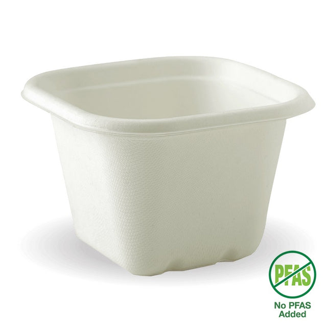 Square BioCane Takeaway Base - White - No-Added PFAS - 630ml - 600/ctn - - BioPak commercial catering consumable