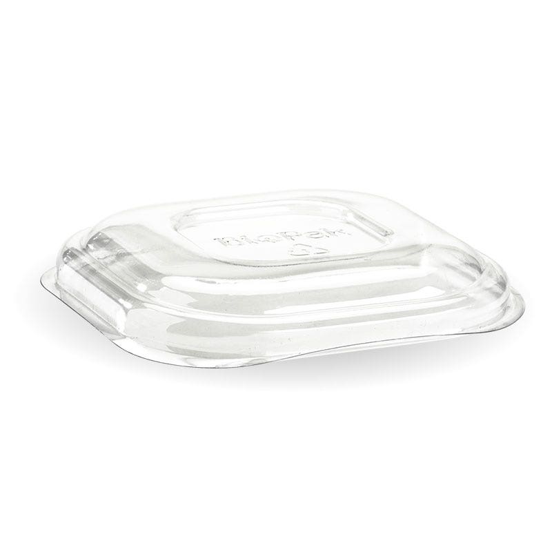 Square PET Takeaway Lid - 280-630ml - 600/ctn - clear - BioPak commercial catering consumable
