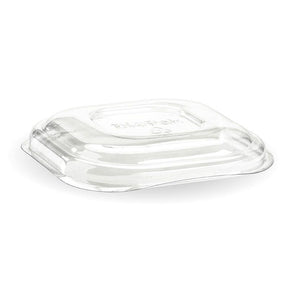 Square PET Takeaway Lid - 280-630ml - 600/ctn - clear - BioPak commercial catering consumable