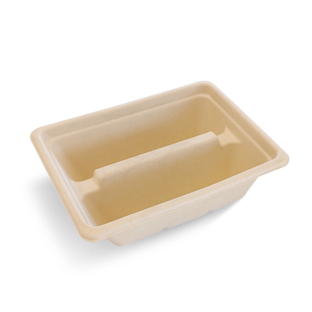 BioCane Taco Base - 2-Compartment - Natural - 400/ctn - natural - BioPak commercial catering consumable