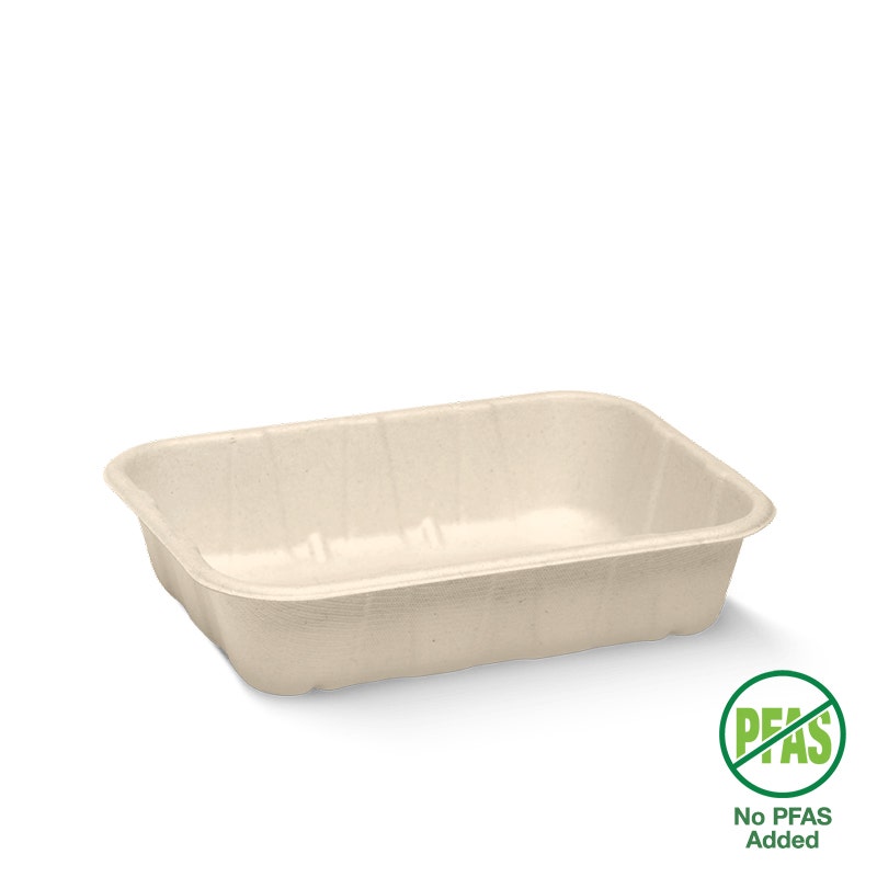 BioCane Produce Tray - Natural - No-Added PFAS - 500g - 500/ctn - - BioPak commercial catering consumable