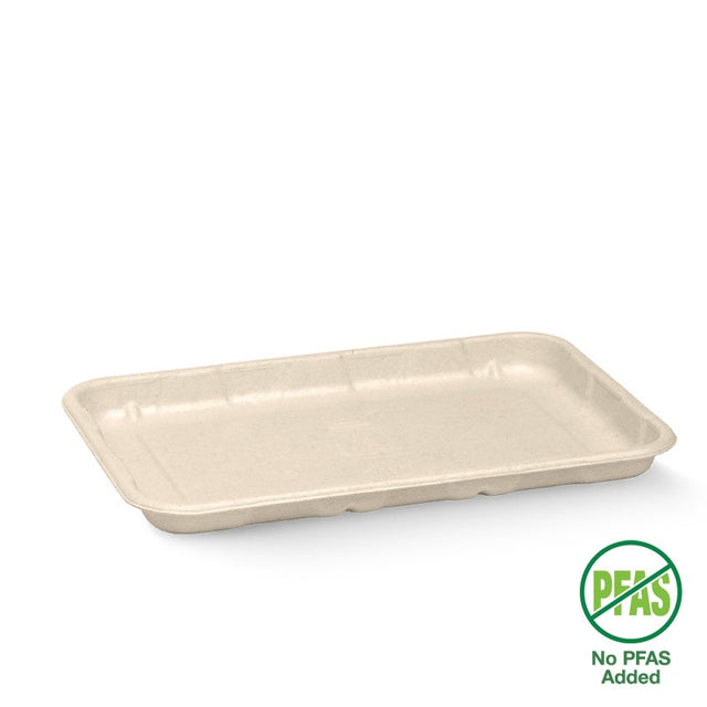 BioCane Produce Tray - Natural - No-Added PFAS - 21x14x2cm / 8"x5" - 500/ctn - natural - BioPak commercial catering consumable