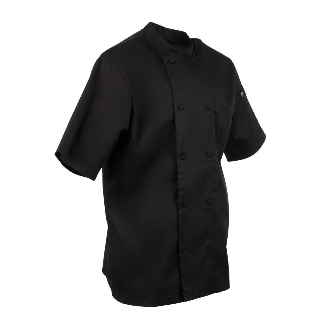 B054 Chefs Works Montreal Cool Vent Unisex Short Sleeve Chefs Jacket Black