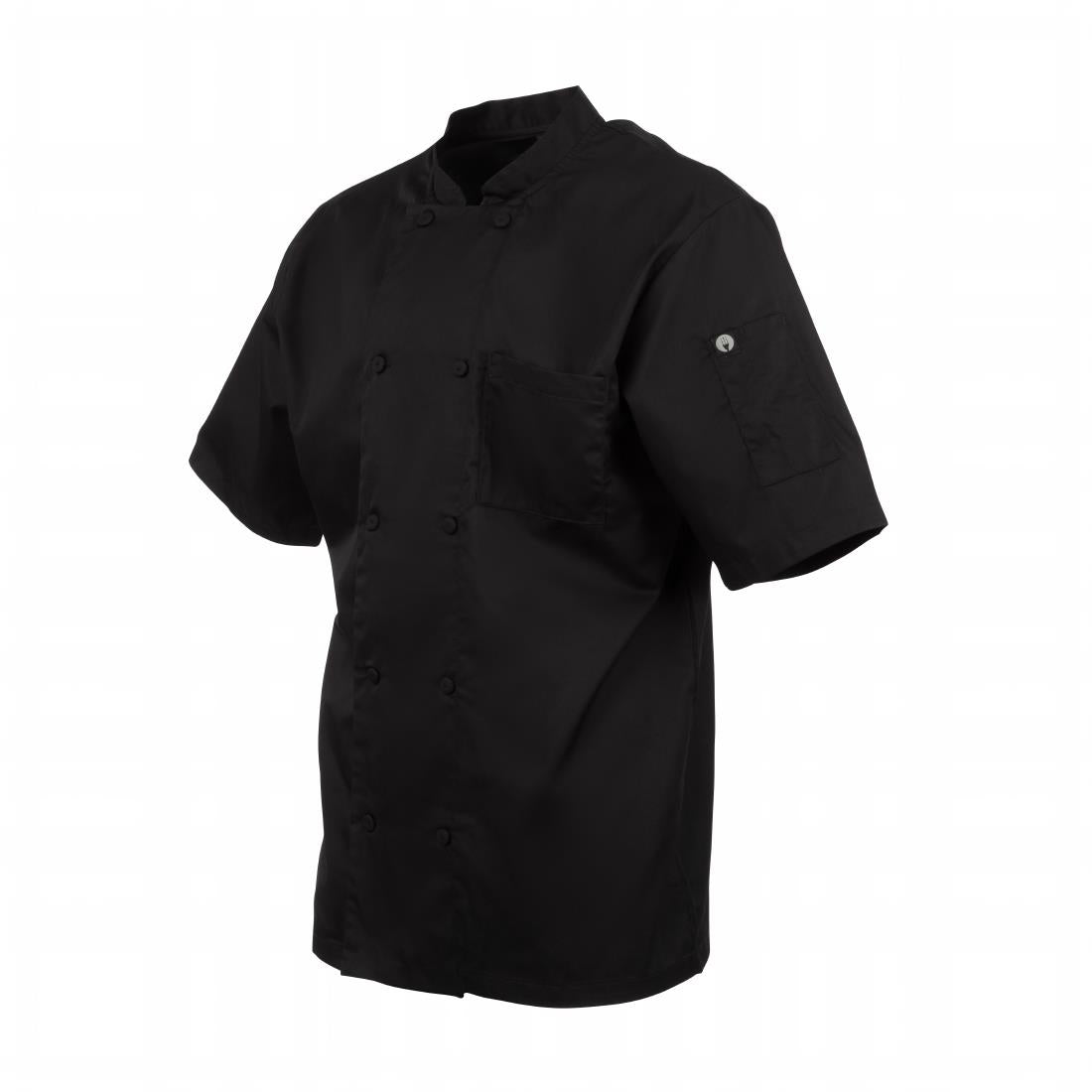 B054-S Chefs Works Montreal Cool Vent Unisex Short Sleeve Chefs Jacket Black S