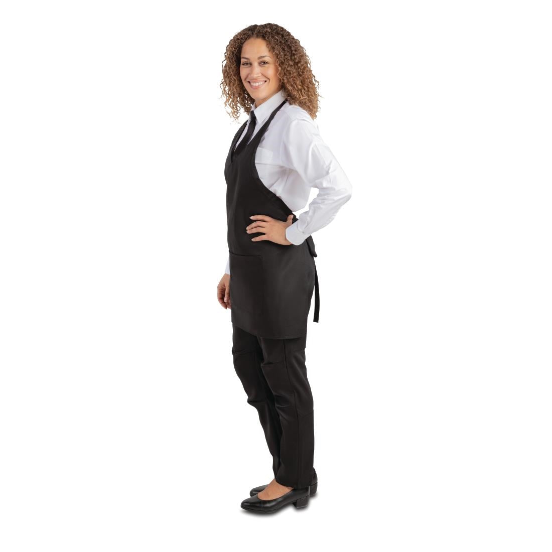 B128 Whites V Neck Service Apron