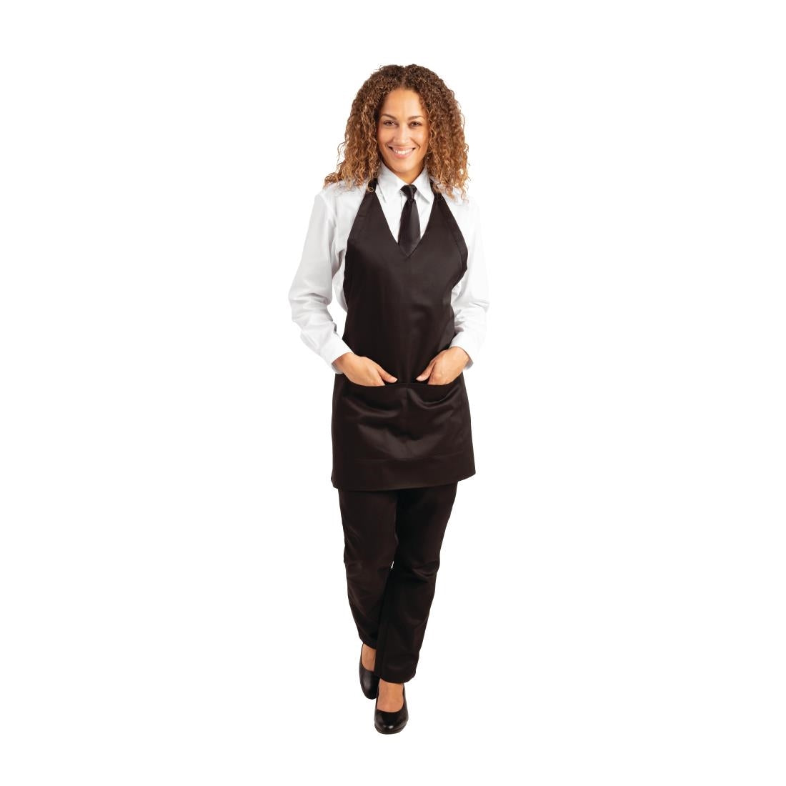 B128 Whites V Neck Service Apron