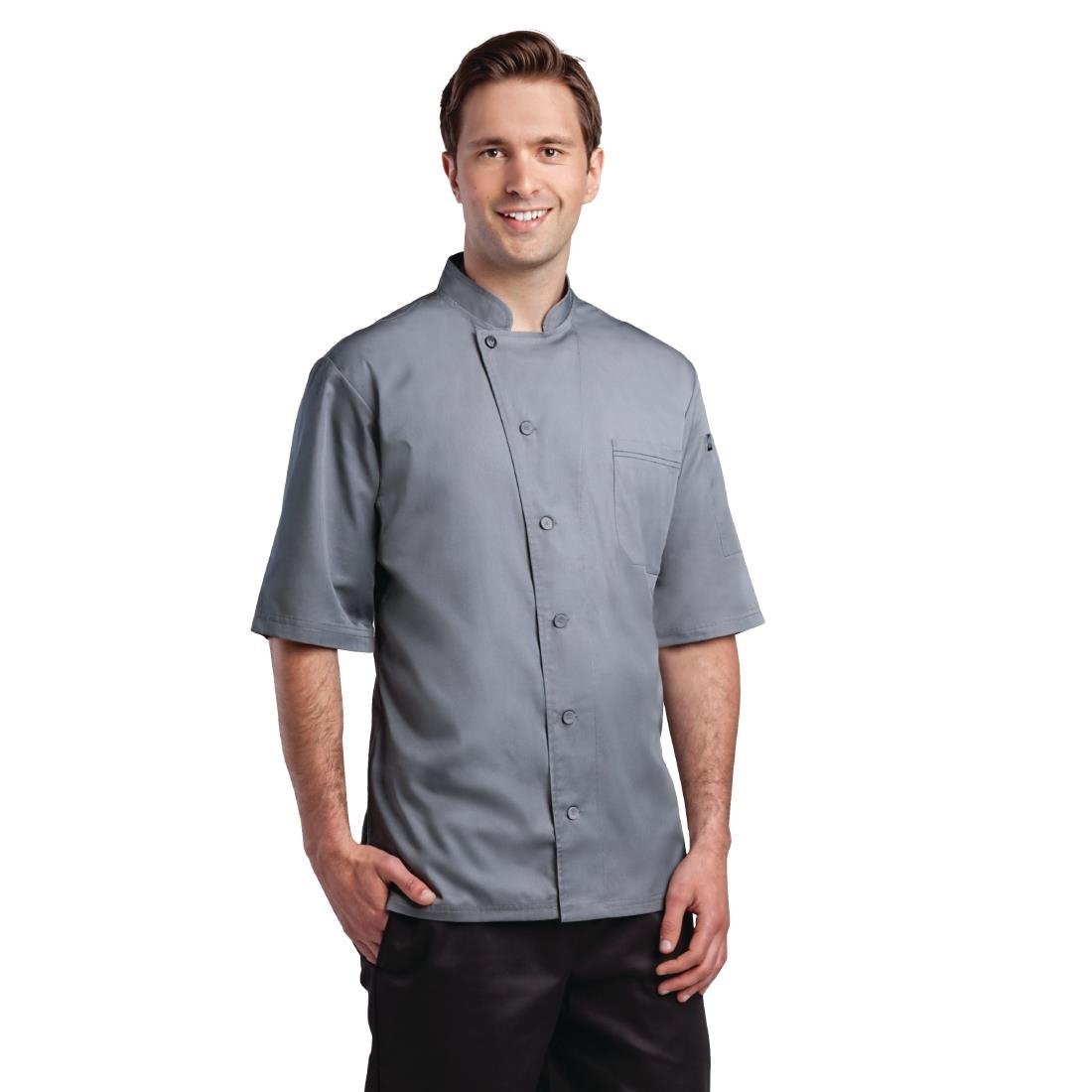 B185-M Chef Works Valais Signature Series Unisex Chefs Jacket Grey M
