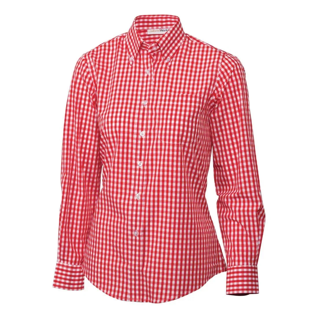 B216-XS Chef Works Womens Gingham Shirt Red XS - JD Catering Equipment Solutions Ltd