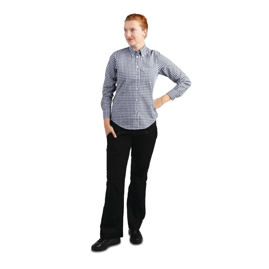 B217-M Chef Works Womens Gingham Shirt Black M - JD Catering Equipment Solutions Ltd
