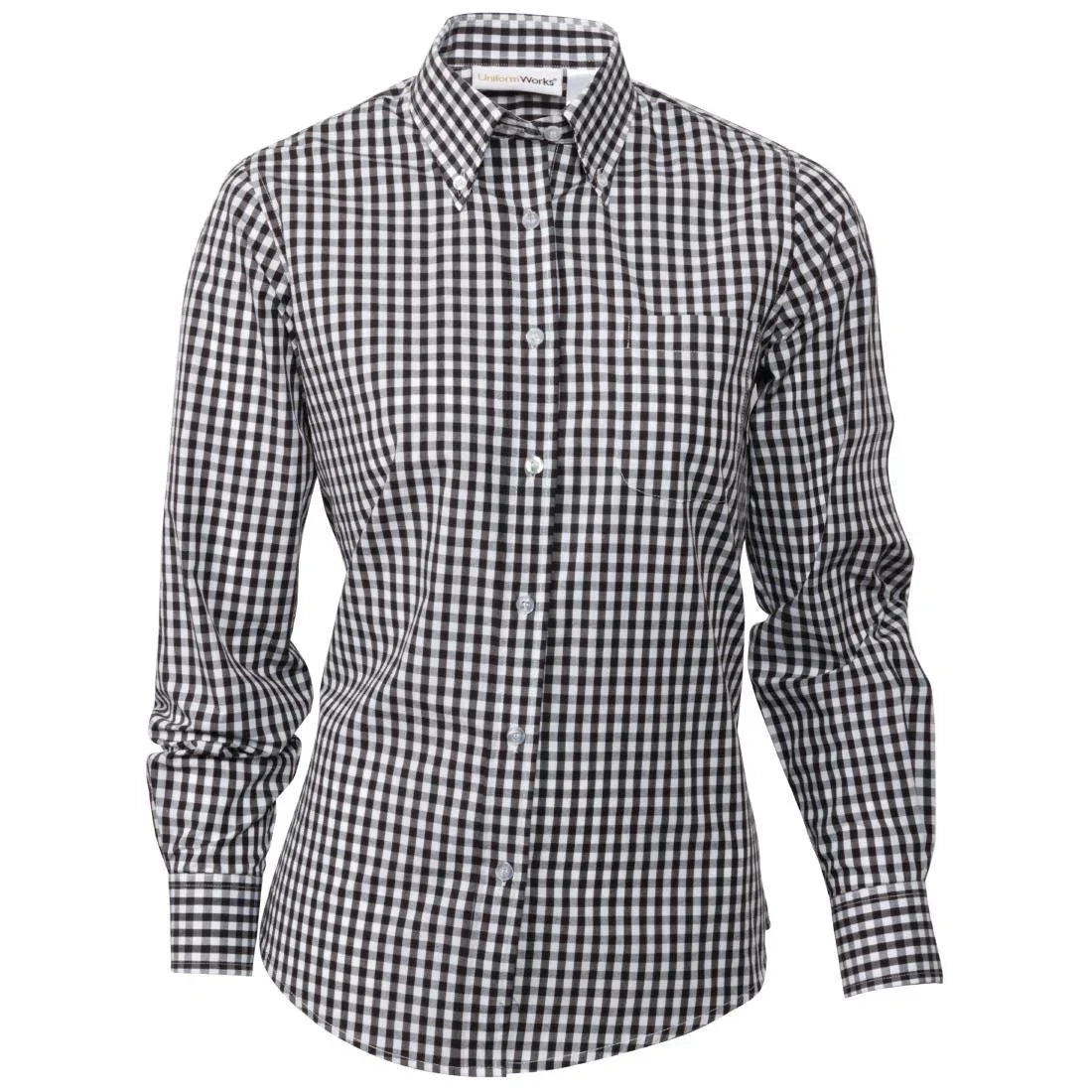 B217-XS Chef Works Womens Gingham Shirt Black XS - JD Catering Equipment Solutions Ltd
