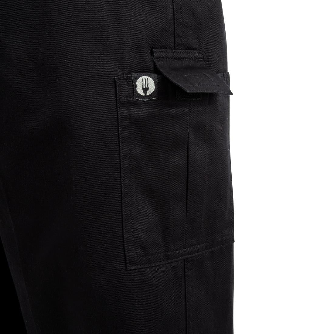 B222 Chef Works Unisex Classic Fit Cargo Chefs Trousers Black