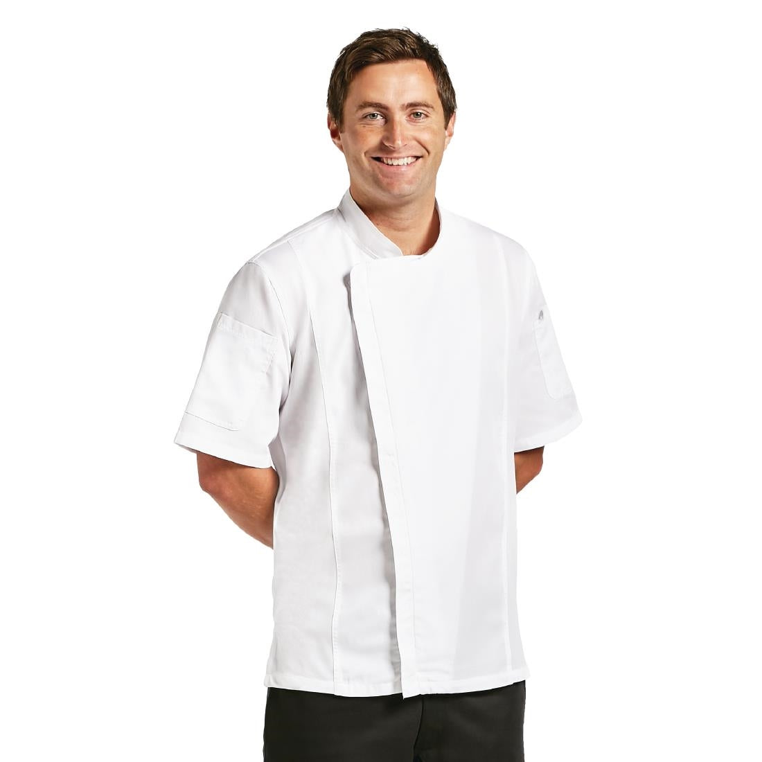 B471-XS Chef Works Springfield Zipper Mens Chefs Jacket White XS