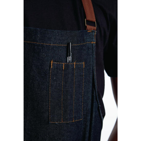 B721 Chef Works Urban Memphis Bib Apron Indigo