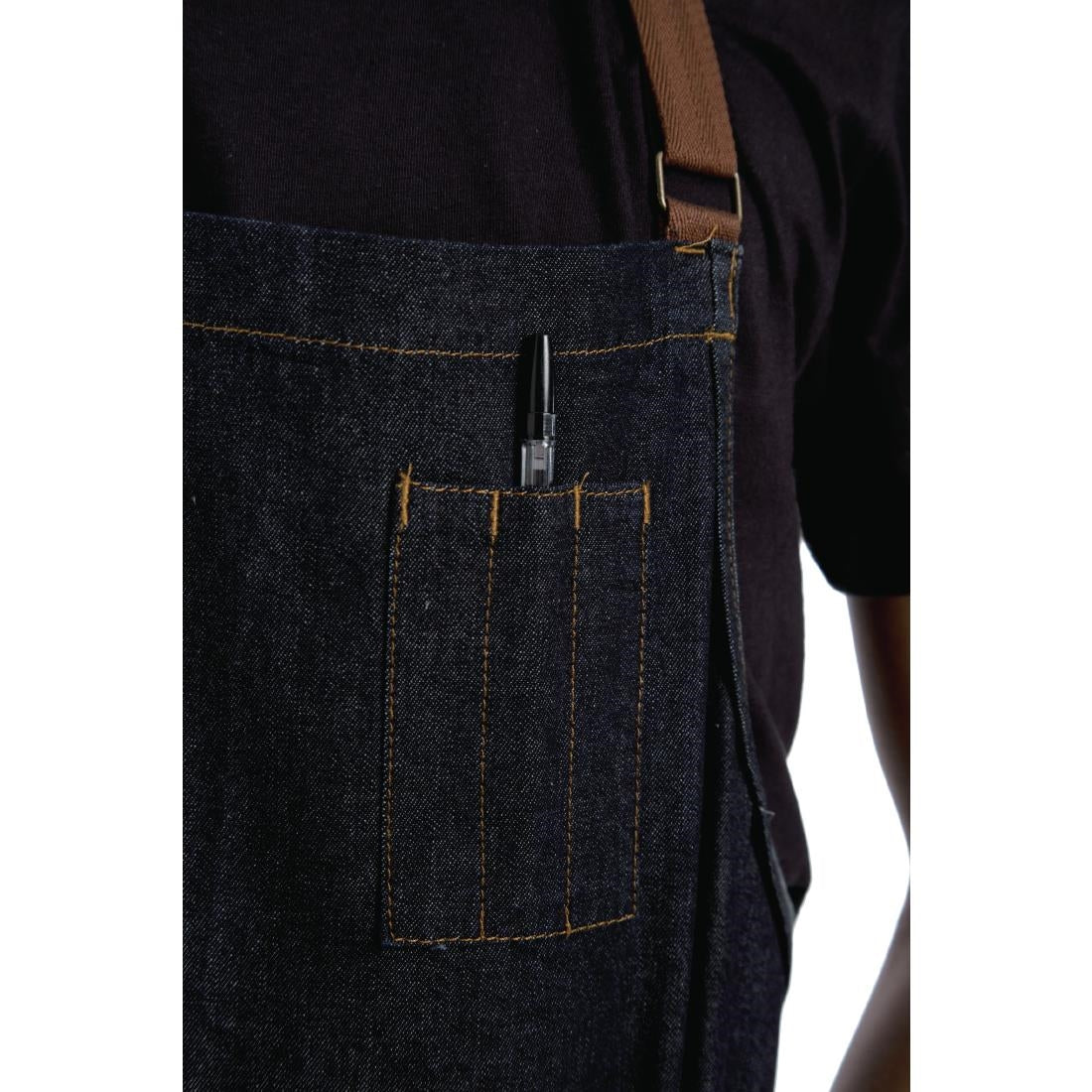 B721 Chef Works Urban Memphis Bib Apron Indigo