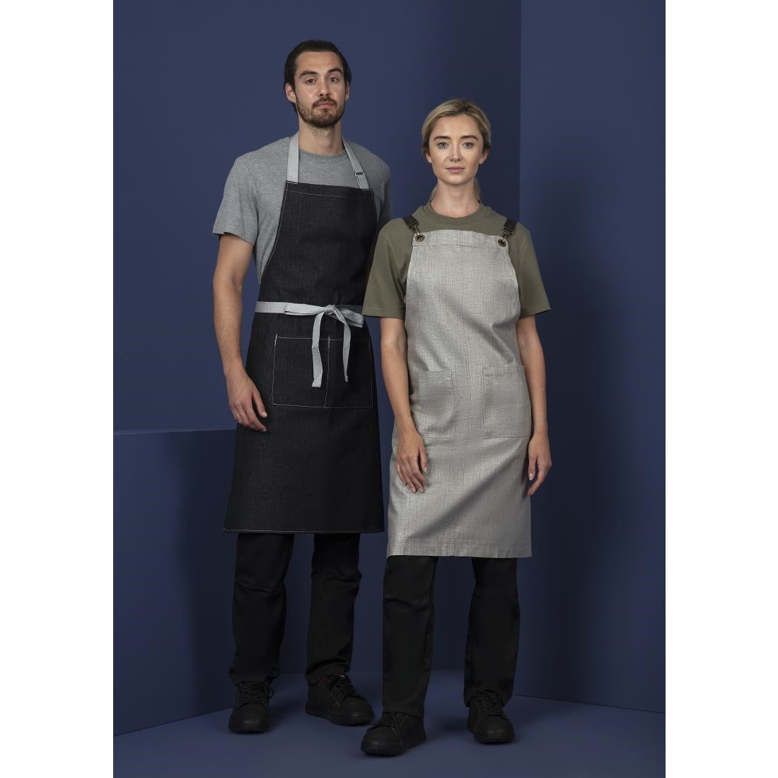 B981 Whites Southside Bib Apron Denim Black