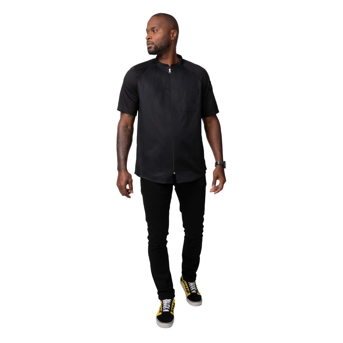 BA074-2XL Chef Works Arcadia Sustainable Chef Jacket Black 2XL