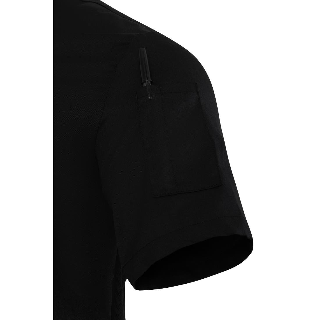 BA115-XL Southside Harlem Short Sleeve Chef Jacket Black Size XL