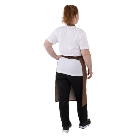BA119 Southside Bib Apron Denim Tan (Brown Ties) - 700x1000mm