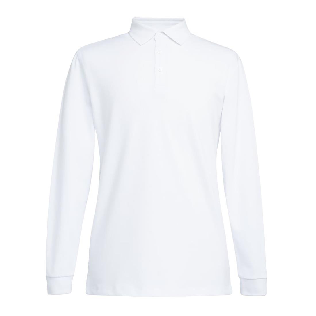 BA140-XL Brook Taverner Frederick Mens Long Sleeve Polo Shirt White Size XL