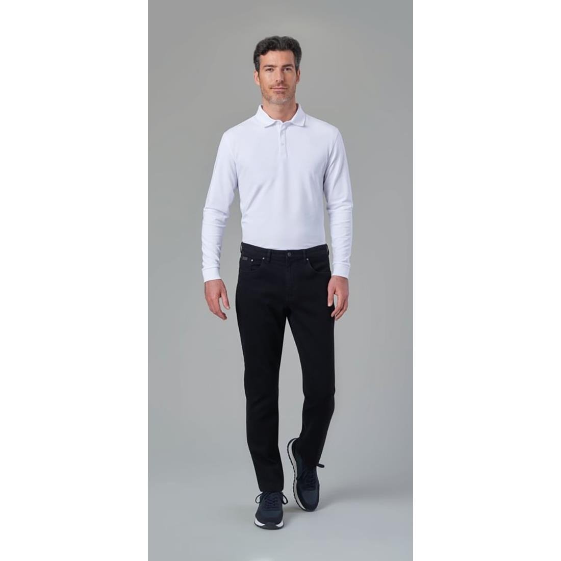 BA140-S Brook Taverner Frederick Mens Long Sleeve Polo Shirt White Size S