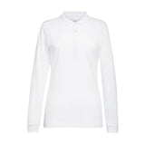 BA141-S Brook Taverner Anna Womens Long Sleeve Polo Shirt White Size S