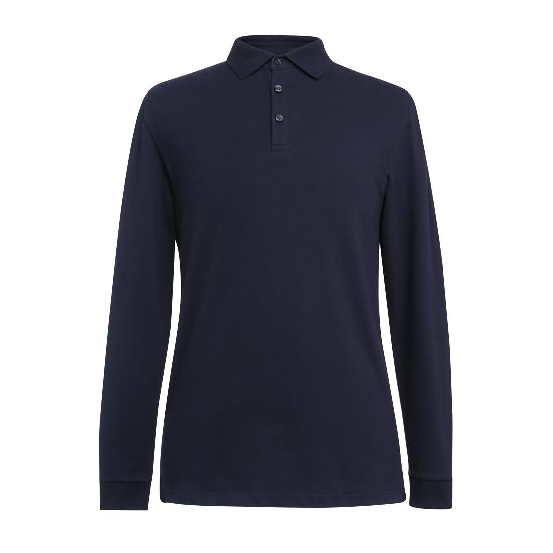 BA142-L Brook Taverner Frederick Mens Long Sleeve Polo Shirt Navy Size L