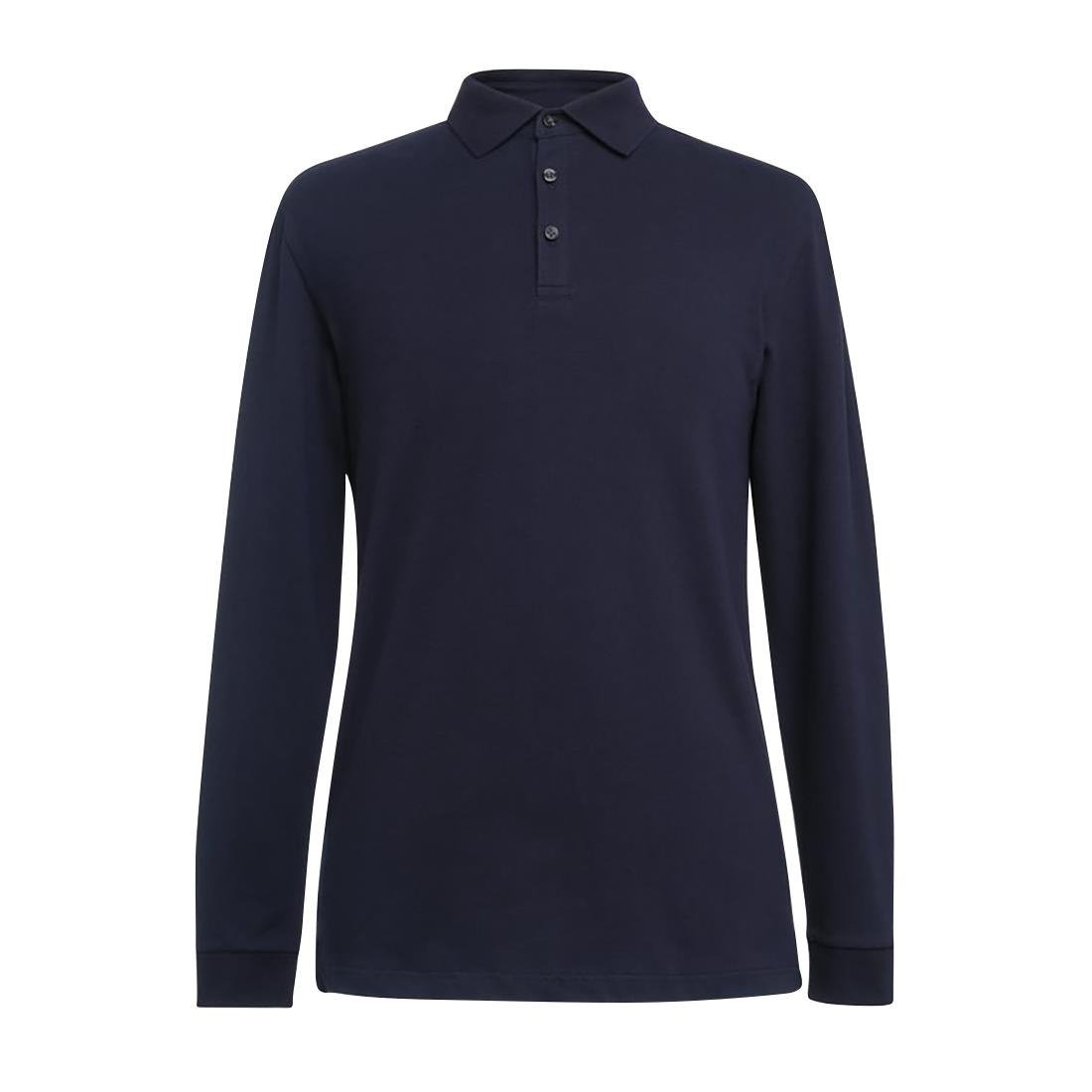 BA142-M Brook Taverner Frederick Mens Long Sleeve Polo Shirt Navy Size M