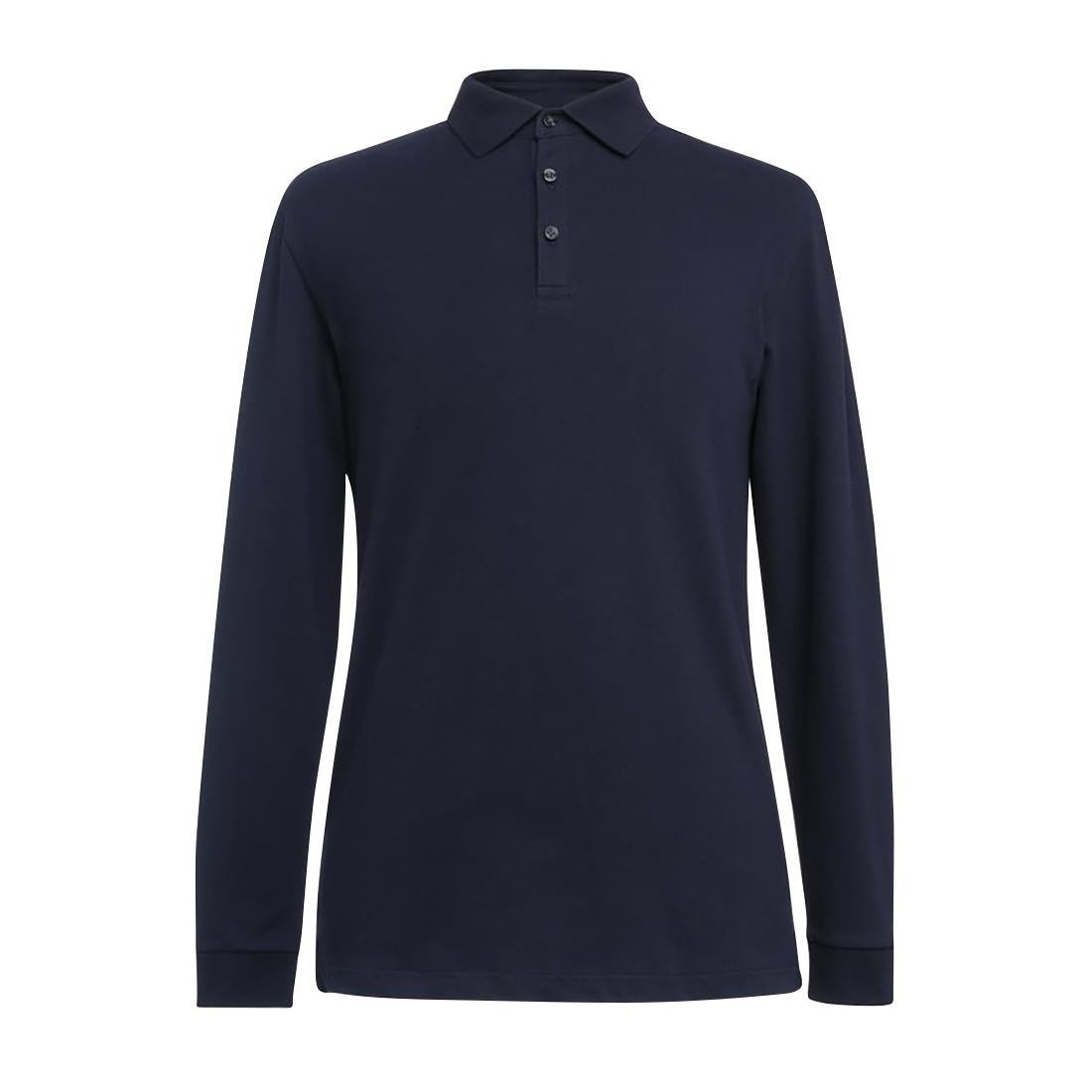 BA142-XXL Brook Taverner Frederick Mens Long Sleeve Polo Shirt Navy Size XXL