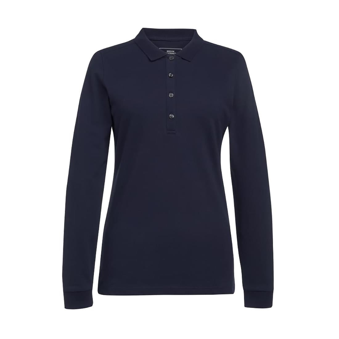 BA143-L Brook Taverner Anna Womens Long Sleeve Polo Shirt Navy Size L